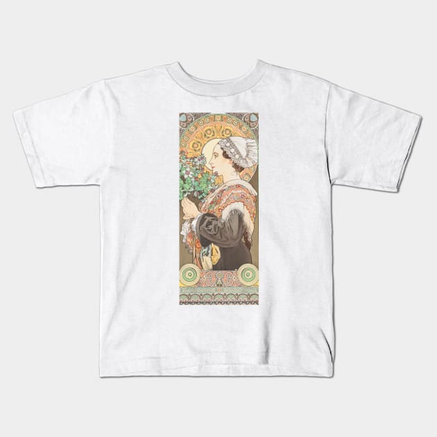 Sea Holly aka Thistle from the sands, Alphonse Mucha Kids T-Shirt by immortalpeaches